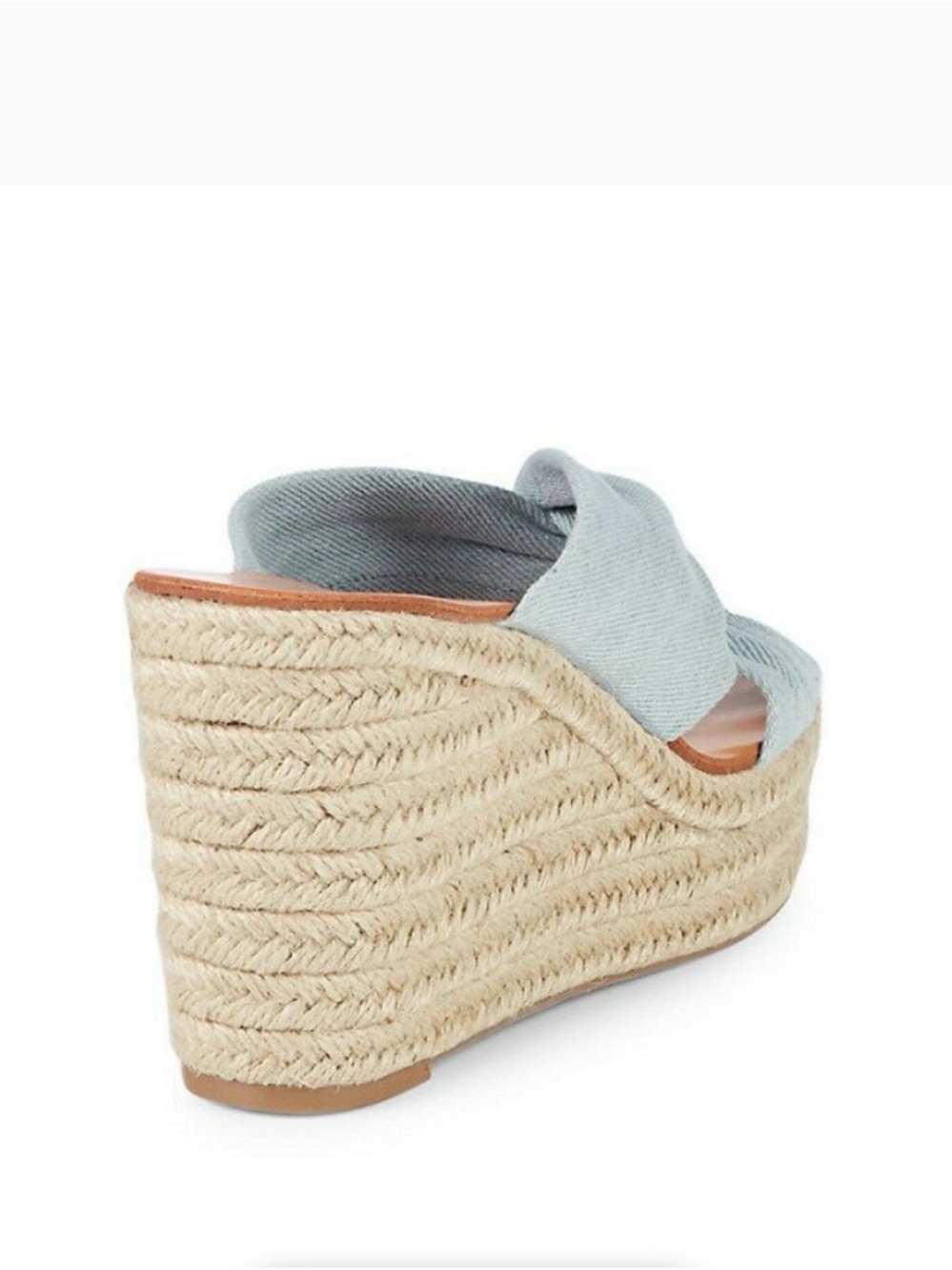Dolce Vita Light Blue Denim Twisted Espadrille Wedge Slides - Picture 3 of 10